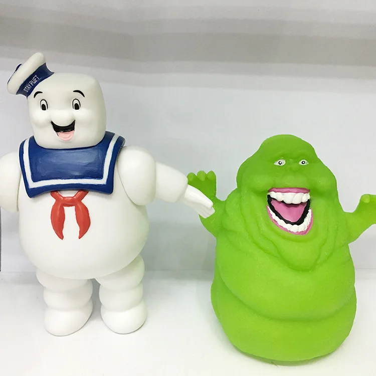 2pcs/set Cartoon Anime Ghostbusters Green Ghost Slimer Action Figure Doll PVC Action Figures Model BB Knock Toys For Kids Xmas