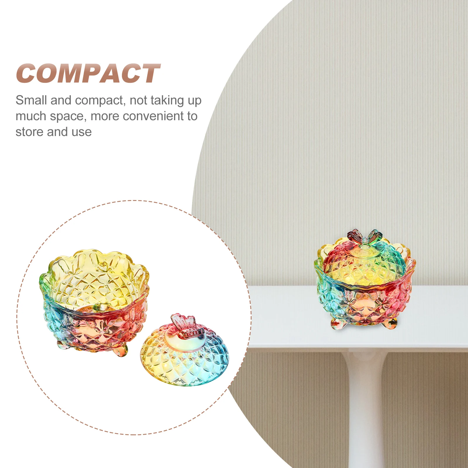 

1Pcs Crystal Glass Storage Jar 280ml Decorative Candy Holder Unique Perfect Kitchen Desktop Organizer