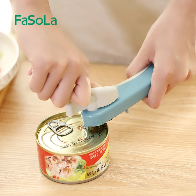 FaSoLa Can Opener Kitchen Tools Professional Stainless Steel Manual Smooth Edge Bottle Opener Side Cut Jar Opener