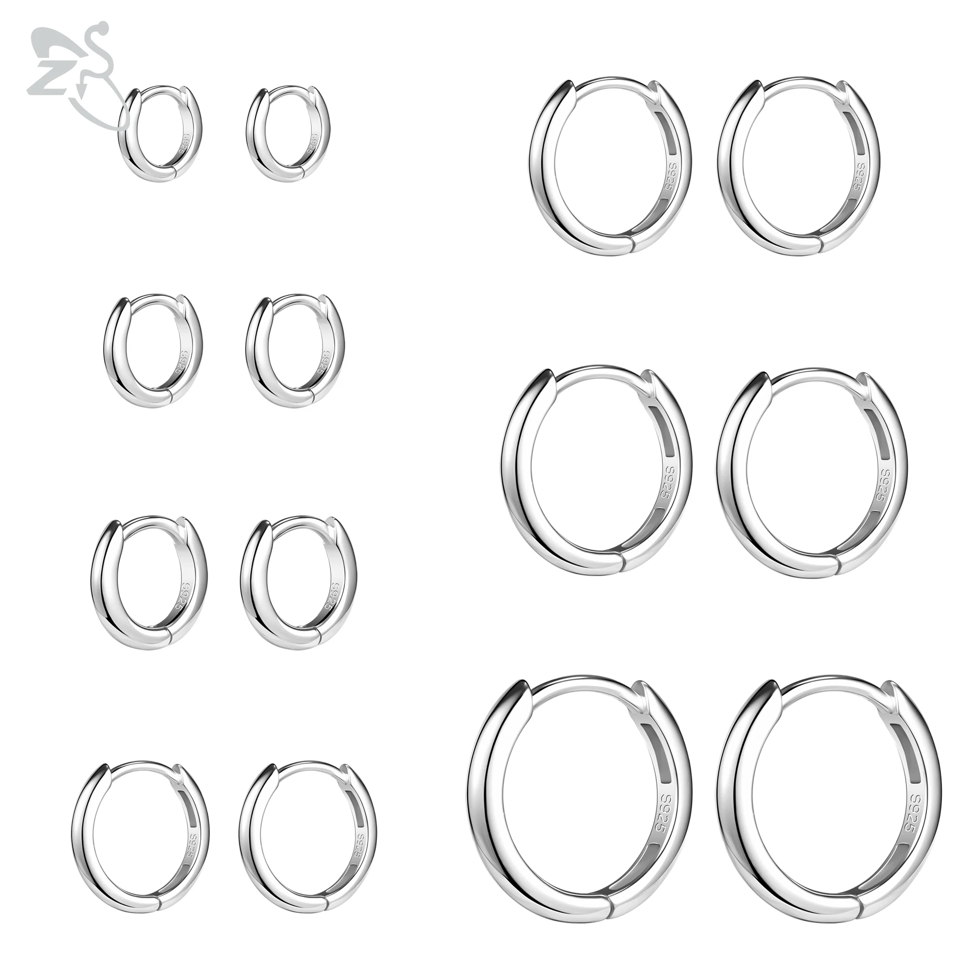 

ZS 1 Pair 925 Silver Hoop Earring for Women Silver Plated Circle Earring For Women Round Ear Piercing 20G Minimalism Earrings