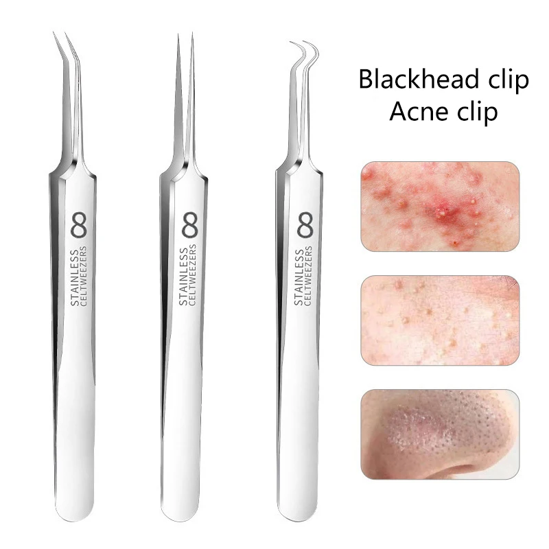 Ultra-fine No. 8 Cell Pimples Blackhead Clip Tweezers Beauty Face Health Salon Special Blackhead Remover Acne Needle Tool