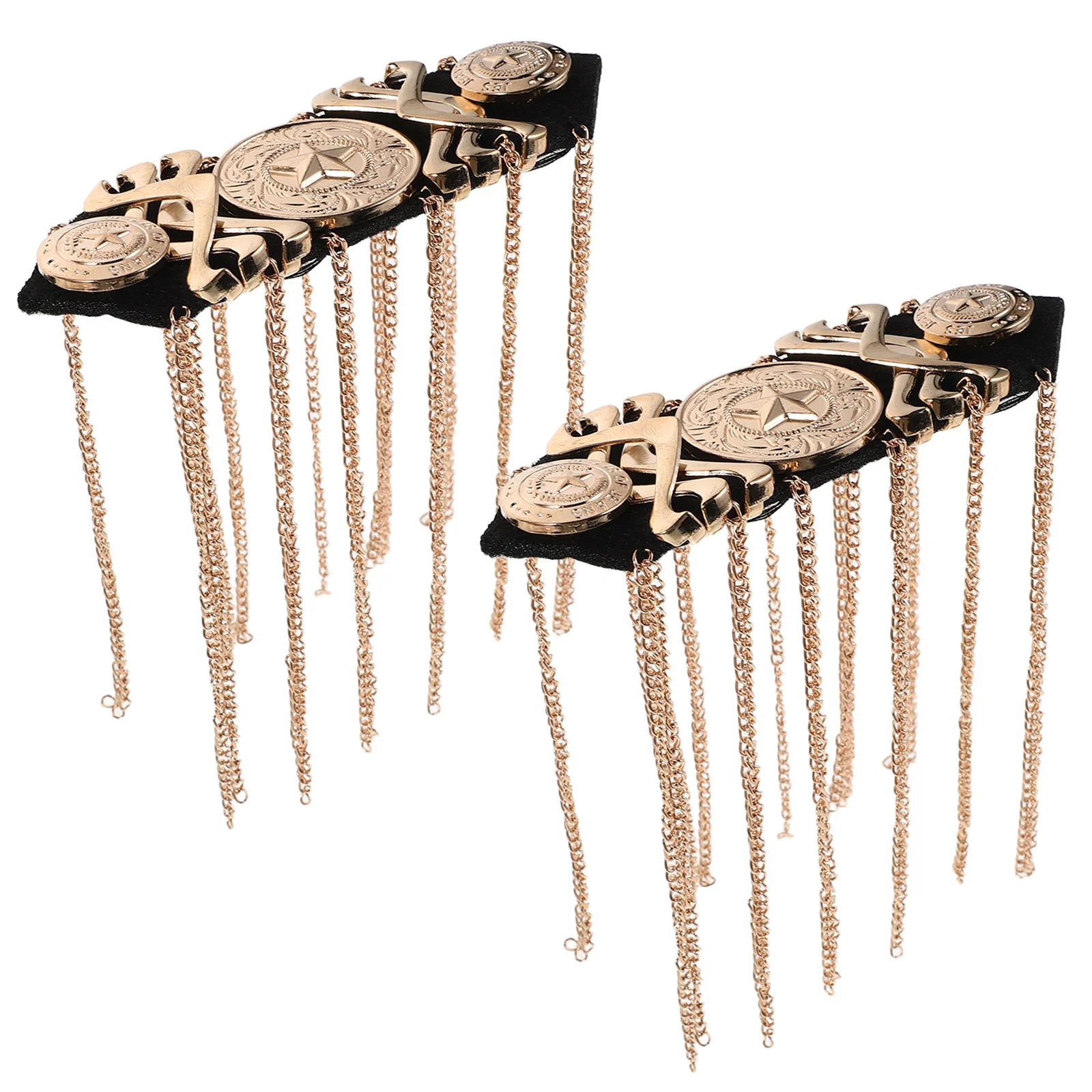 

1 Pair Retro Punk Suit Vintage Metal Tassel Chain Shoulder Decorations Breathable Bead Fringe For Costumes Performances -