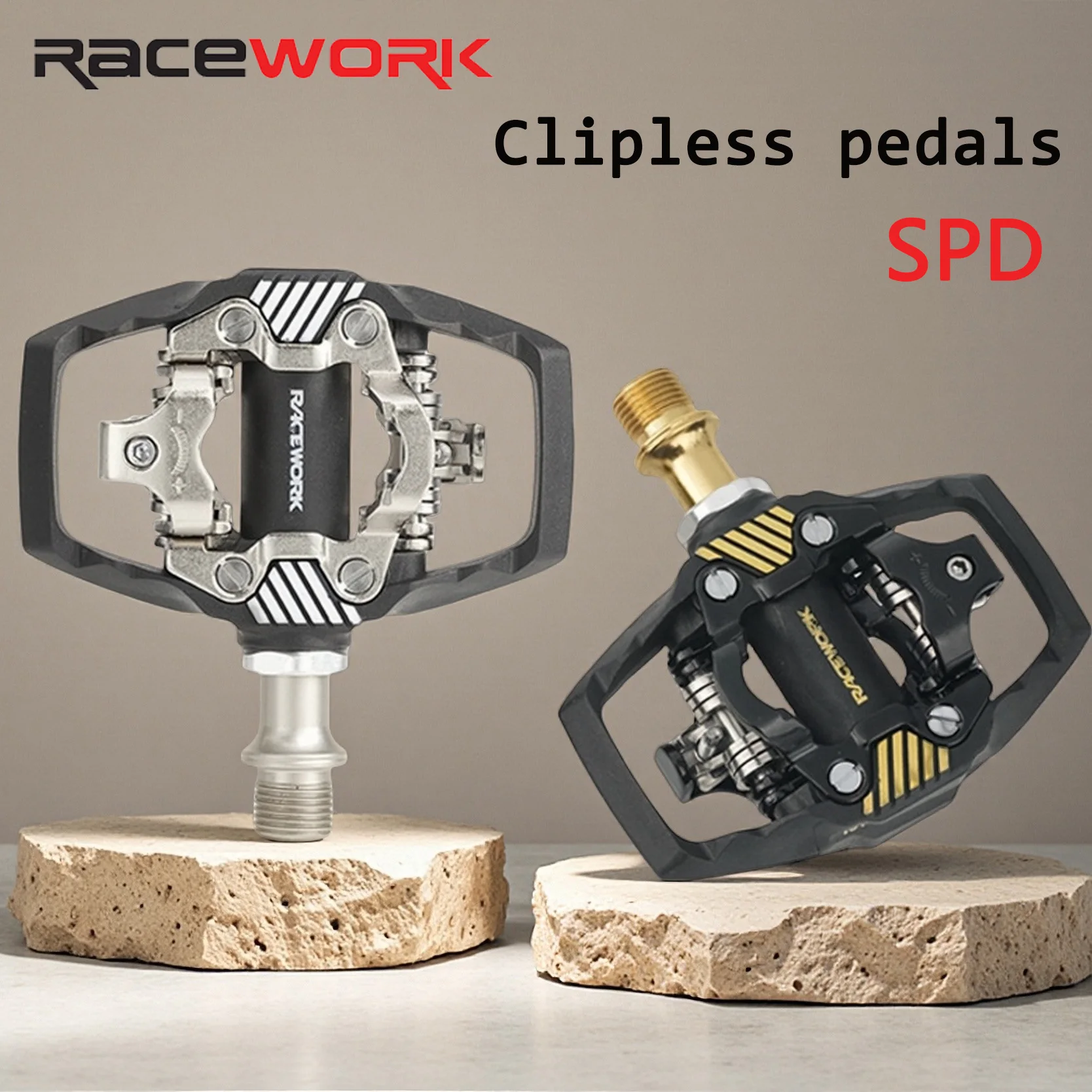 RACEWORK mtb Clipless pedals Nylon Mountain Bike pedal Self-Locking Spd bicycle pedals with Cleats For Shimano SPD Cycling shoes