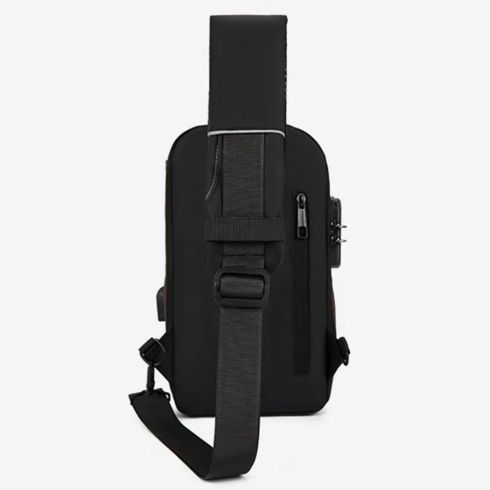 

Fashion With USB Charging Port Crossbody Bag Anti-Theft Password Lock Travel Shoulder Bag Small Backpack Men