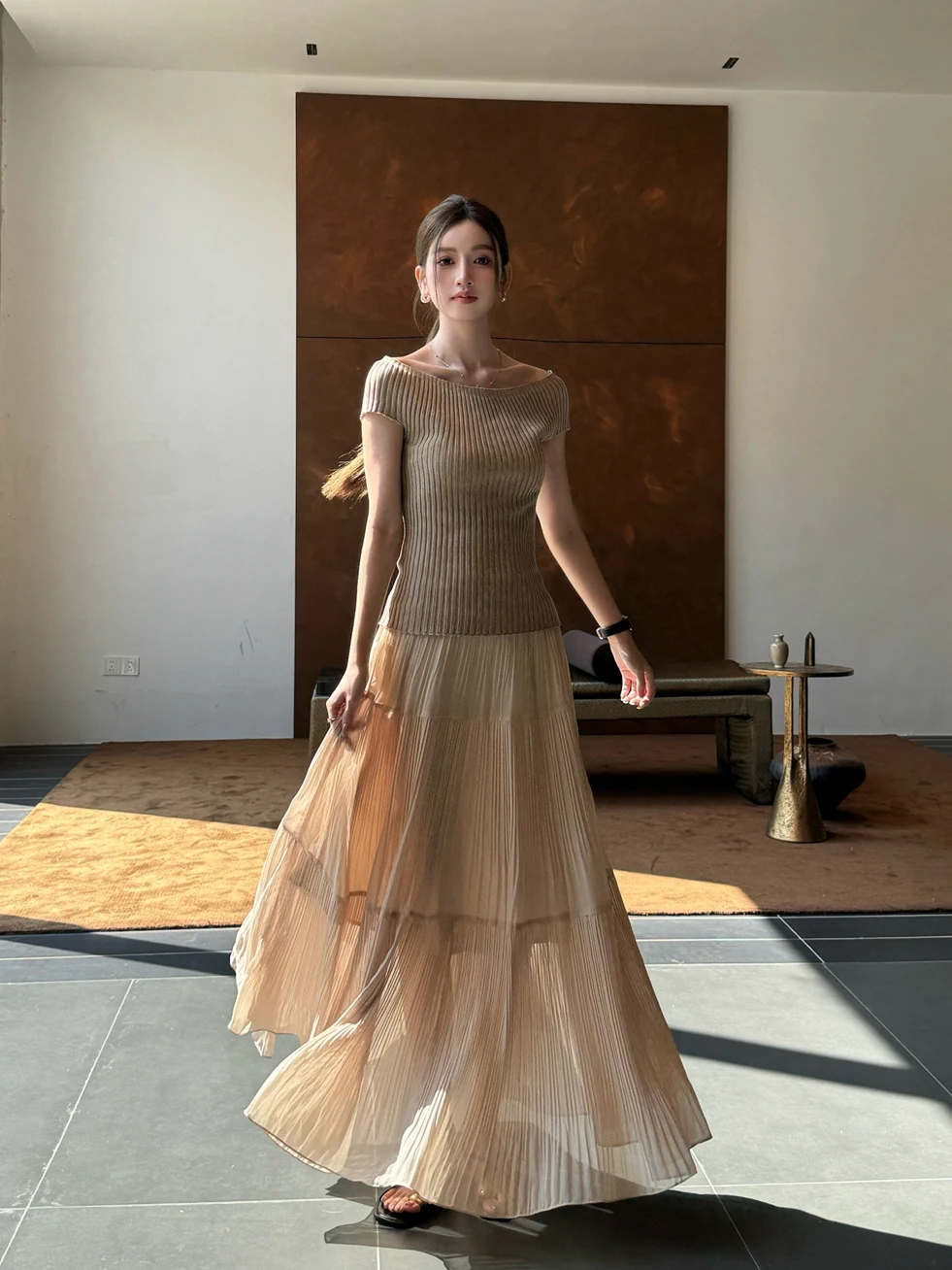 

Весенне-летняя женская юбка А-силуэта с высокой талией из шифона, с тиснением, универсальная, длинная, дышащая, приятная к телу