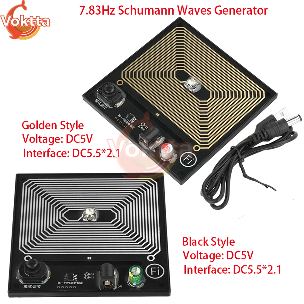 DC 5V 7.83Hz Schumann Waves Generator LED Frequency Detector Audio Resonator Signal Generator Module DC 5.5 * 2.1 Interface