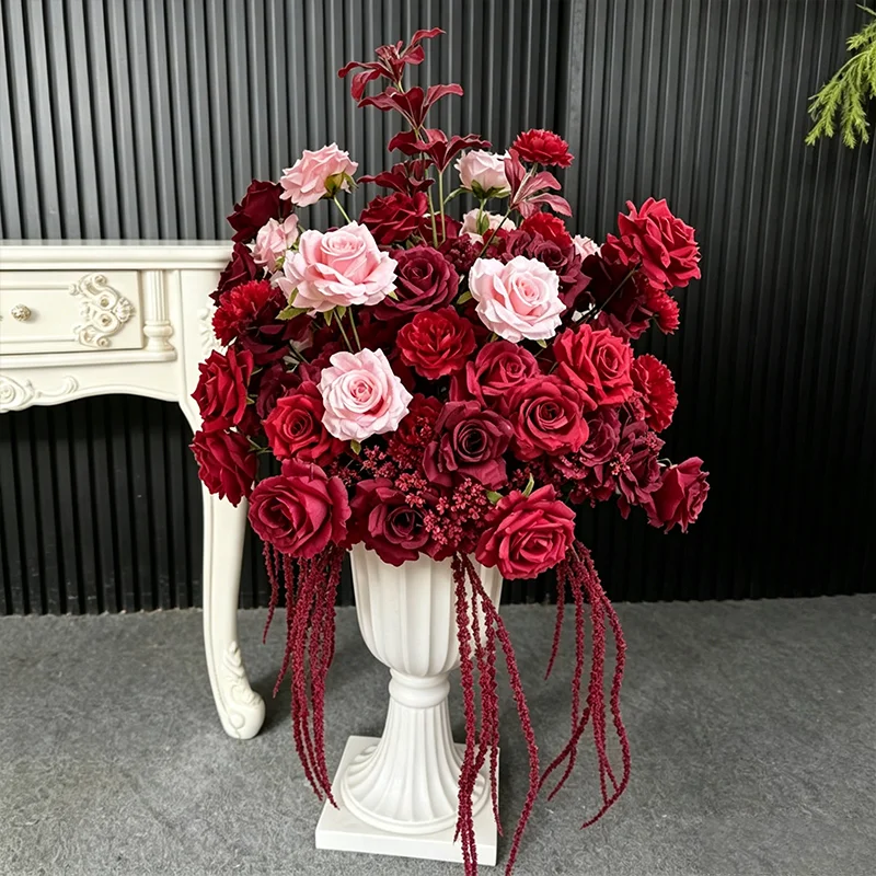 5D Outdoor Rote Rosen-Blumenkugel Künstliche Rosa Tischdekoration für Hochzeits- und Eventdekoration, Florale Arrangements für den Gang – Detail 5