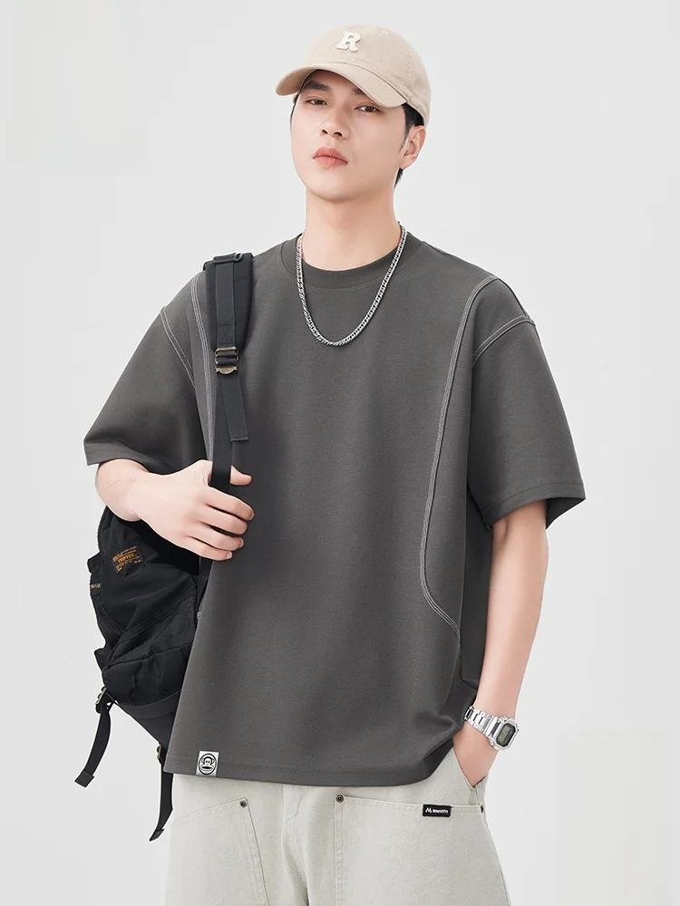 

Мужская летняя футболка свободного кроя с круглым вырезом и коротким рукавом, с принтом обезьяны Big Mouth, в стиле пэчворк, модный топ