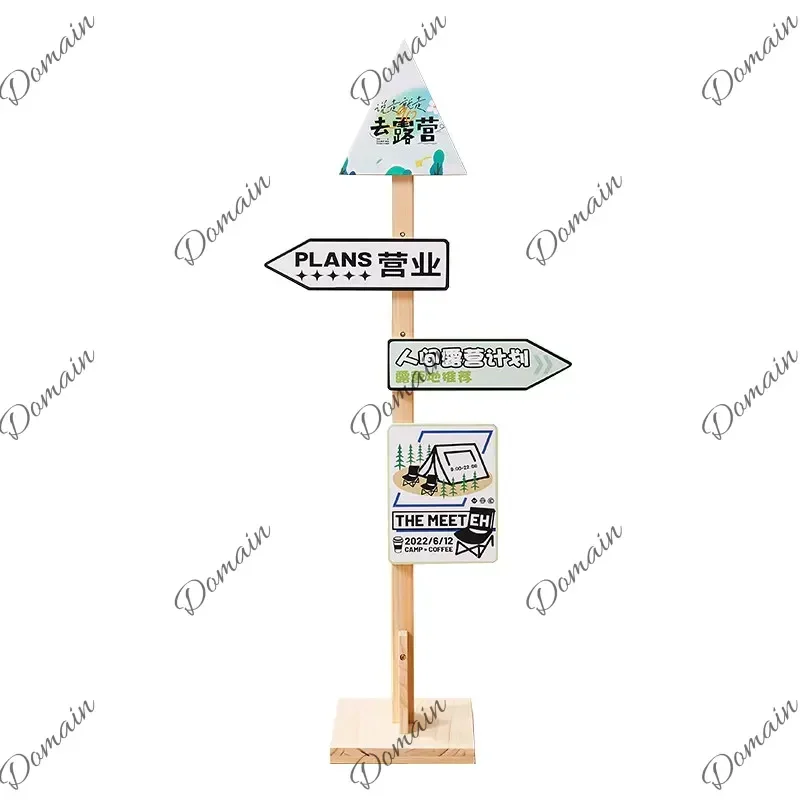 BPOI Yjq Guide Sign Wedding Camping Vertical Sign Scenic Spot Supermarket Solid Wood Guide Sign