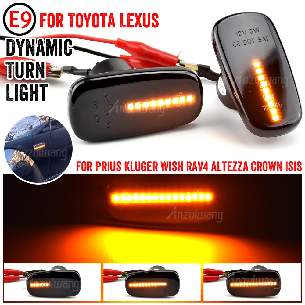 2Pcs Dynamic LED Side Marker Light Turn Signal Lamp For Toyota RAV4 mk2 Prius mk2 Kluger Corolla Verso Sienta Premio Yaris Verso