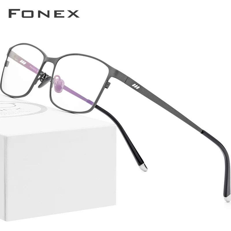 FONEX 순수 티타늄 안경테, 남성용 사각 안경테, 클래식 풀 안경테, Gafas Oculos 8505 