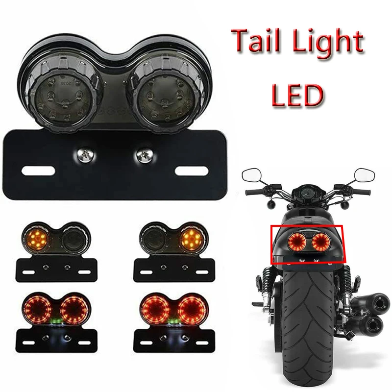 

Motorcycle LED Taillight Rear Stop Brake Light License Plate Light Turning Signal Indicator Lamps Universal For Harley Honda