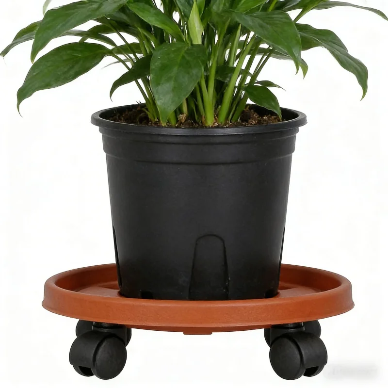 Weighted Rolling Flower Pot Tray with Universal Wheels, Movable Indoor and Outdoor Balcony Succulent Potted Plant Base