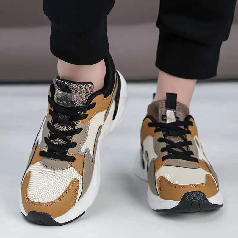 Genuine Leather Lace Up Walking Shoes for Men Durable Non Slip Comfortable Business Office Casual Sneakers