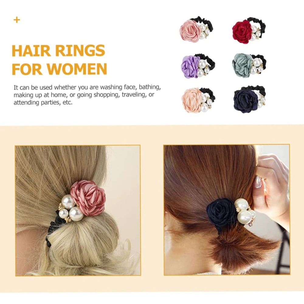 Korean Fashion Rose Hair Tie Women High Elastic Hair Bands Scrunchies Ponytail Holder Fashion Headwear Jewelry Decor Hair Ring