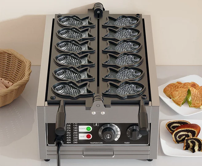 Fast Shipment Electric Regular Model 6 Pcs Big Fish Waffle Taiyaki machine , fish waffle maker,