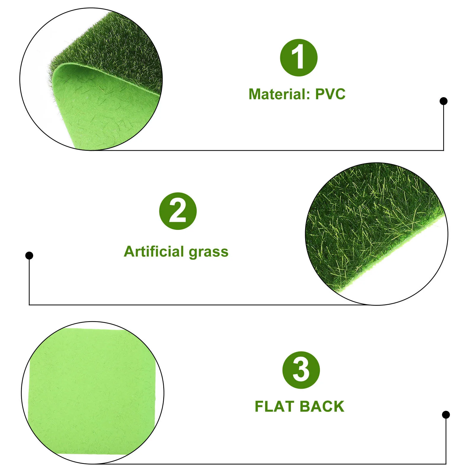 

2pcs 30x30cm Artificial Grass Turf Fake Moss Mat Mini Lawn Carpet for Dollhouse Decor