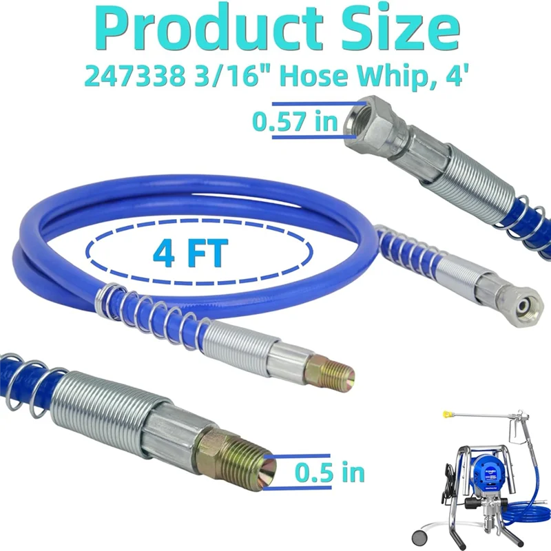 

AS60-гибкий шланг для распылителей краски, 4 фута 3/16 дюйма 247338 Сменный безвоздушный шланг для распылителей Magnum 247338