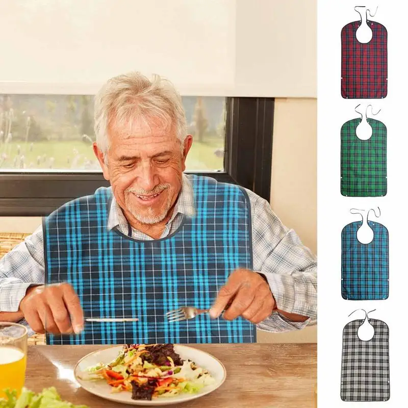 Adult Waterproof Adult Mealtime Bib Cloth Protector Clothes Bib Cook Protector Tool Aid Cook Dining Clothes Disability Aid Apron