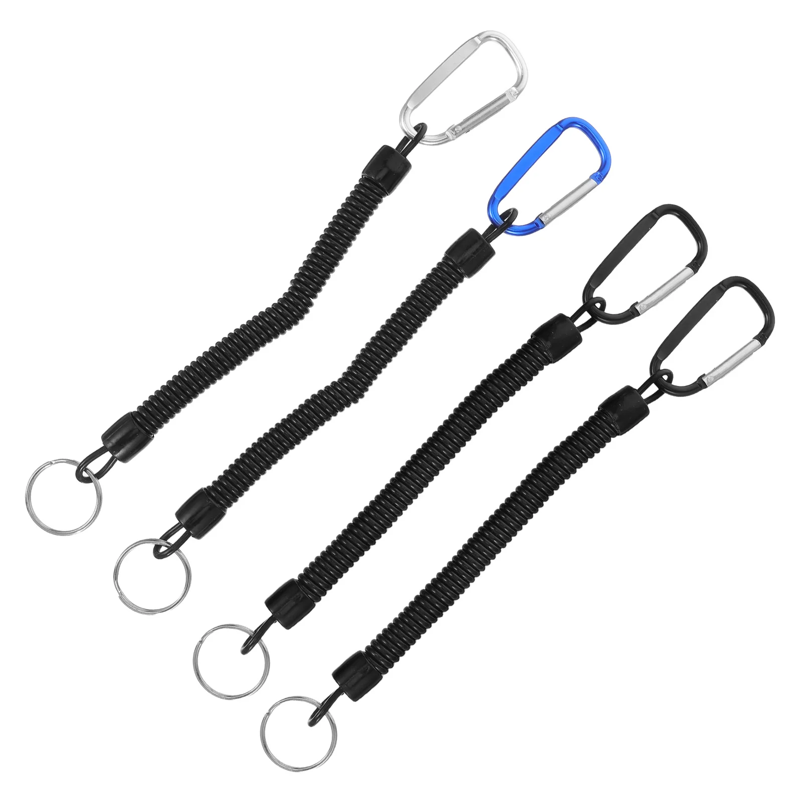 

4pcs Anti-lost Keychain Cord Stretchy Lanyard Fishing Coiled Retractable PU Rope Durable Outdoor Camping Hiking Phone Key Tool