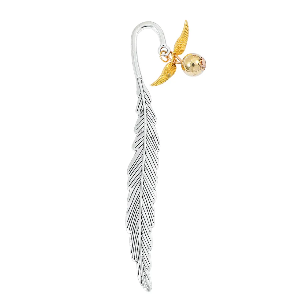 Retro Metal Bookmark Golden Feather Snitch Three-hallows Pendant Book Lovers Reading Magic Bookmarks Small Gifts Cute Stationery view 5