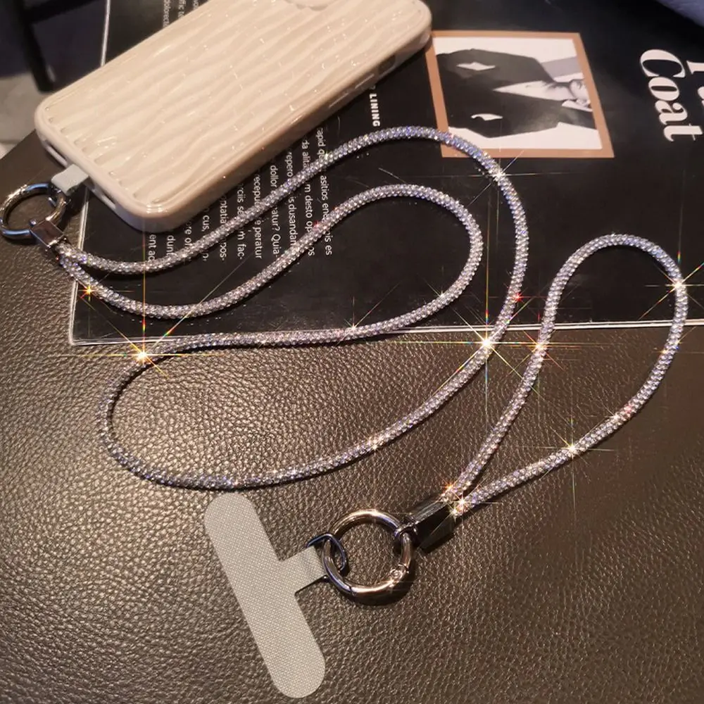 1PC Fashion Mobile phone lanyard Diamond Crystal Wrist Straps Keychain Glitter Rhinestone Neck Hanging Anti-lost Rope