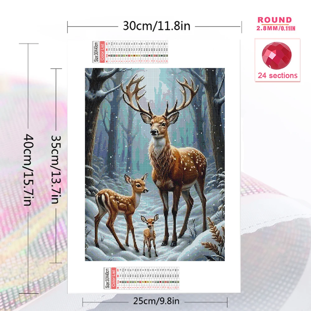 Frameless, Diamond Painting Deer Animal 5D DIY Diamond Mosaic Winter Suitable For Beginners Embroidery New Arrival Handmade Gift