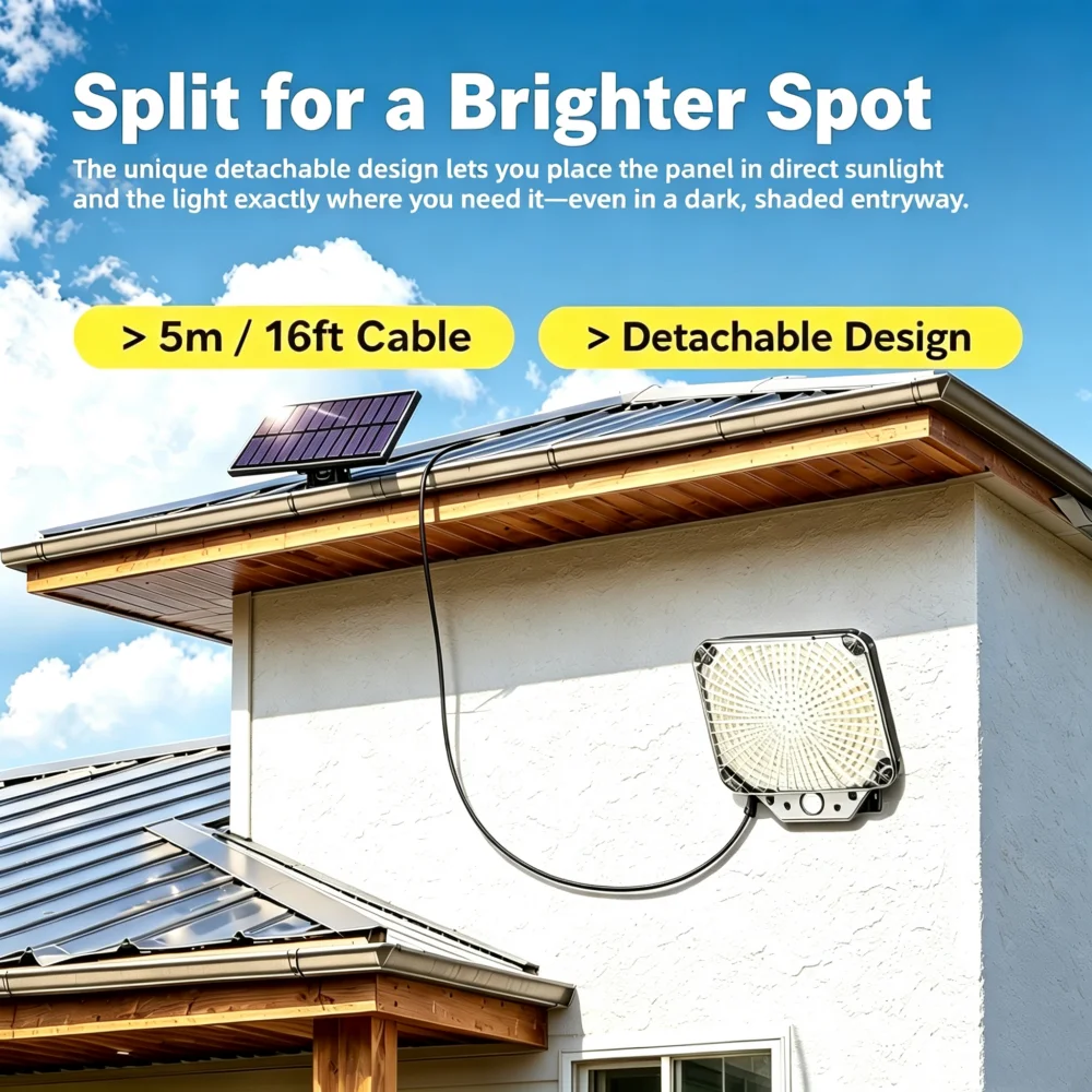344LEDs Solar Split Wall Lamp, PIR Motion Sensor 3 Lighting Modes, Outdoor Waterproof Garden Security Decor Sunlight Light