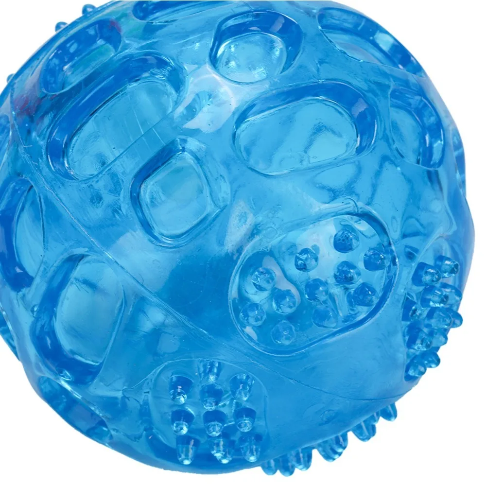 3Pcs TPR Hollow Dog Chew Ball Bite Tough Sound Producing Pet Teething Multi Color Elastic Round Pet Interactive Ball