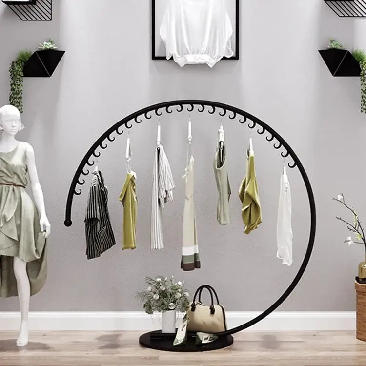 

Nordic Style Wrought Iron Coat Rack Floor Clothes Racks Bedroom Clothes Hanger Indoor Simple Fashion Clothing Store Display Rack