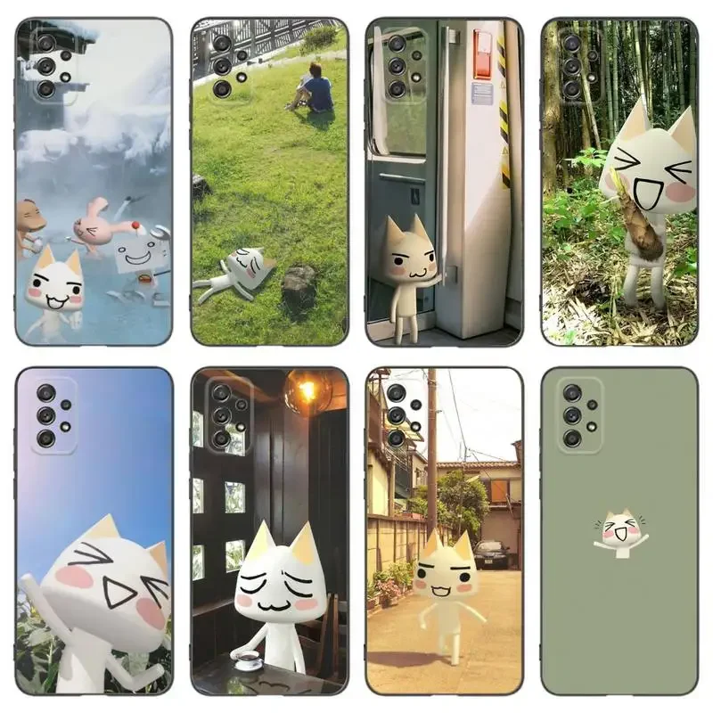 Cute Toro Inoue Cat Phone Case For Samsung A91 80 70 53 42 32 30 20 A50 30S 50S 21S 20S A20E Black Phone Case