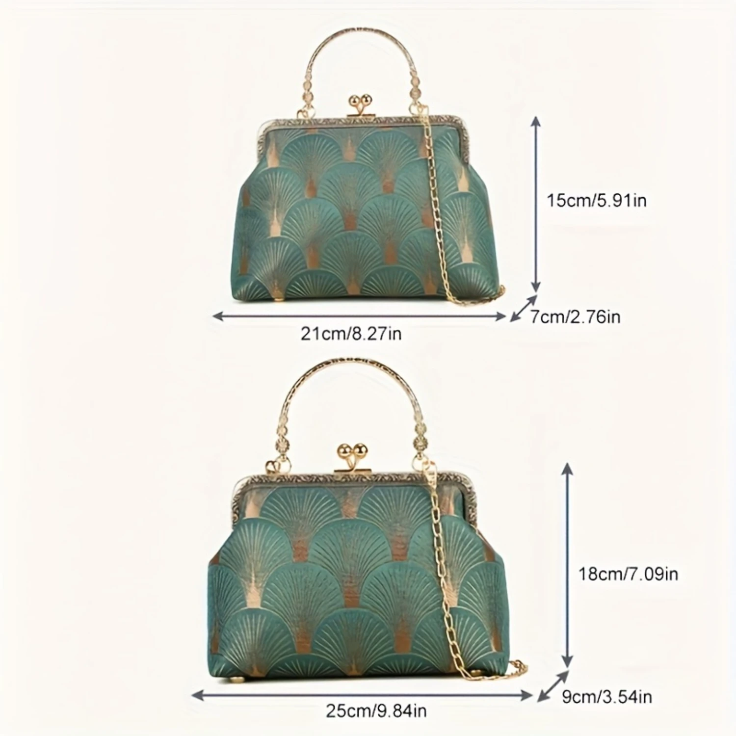 Vintage Chinese Style Frame Bag with Pearl Chain - Elegant Wedding Clutch