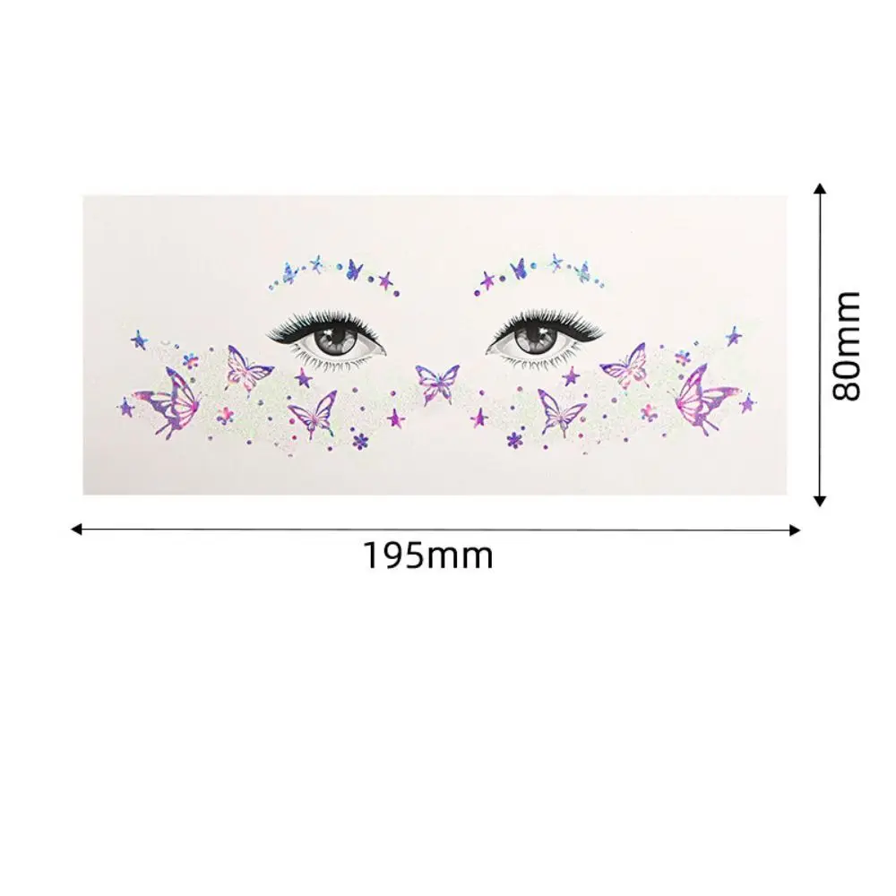 5PCS Creative Butterfly Face Sticker Glitter Star Waterproof Temporary Easy Install Lazy Supplies Glitter Sticker Party Use