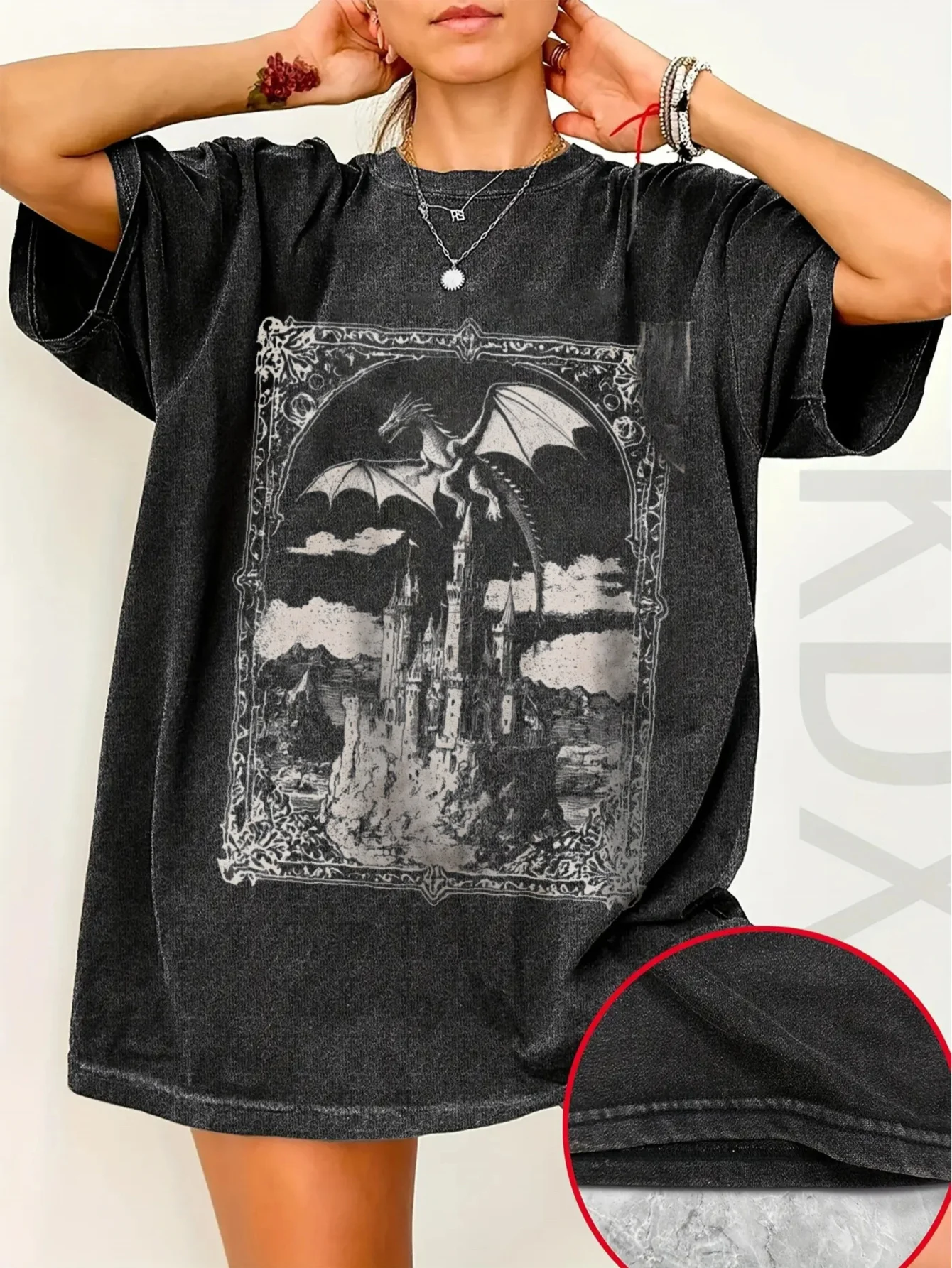 Retro Dragon Shirt Comfort Color T-shirt Dark Medieval Shirt Art Shirt Fantasy Reader Castlecore Dragon Lover Gift