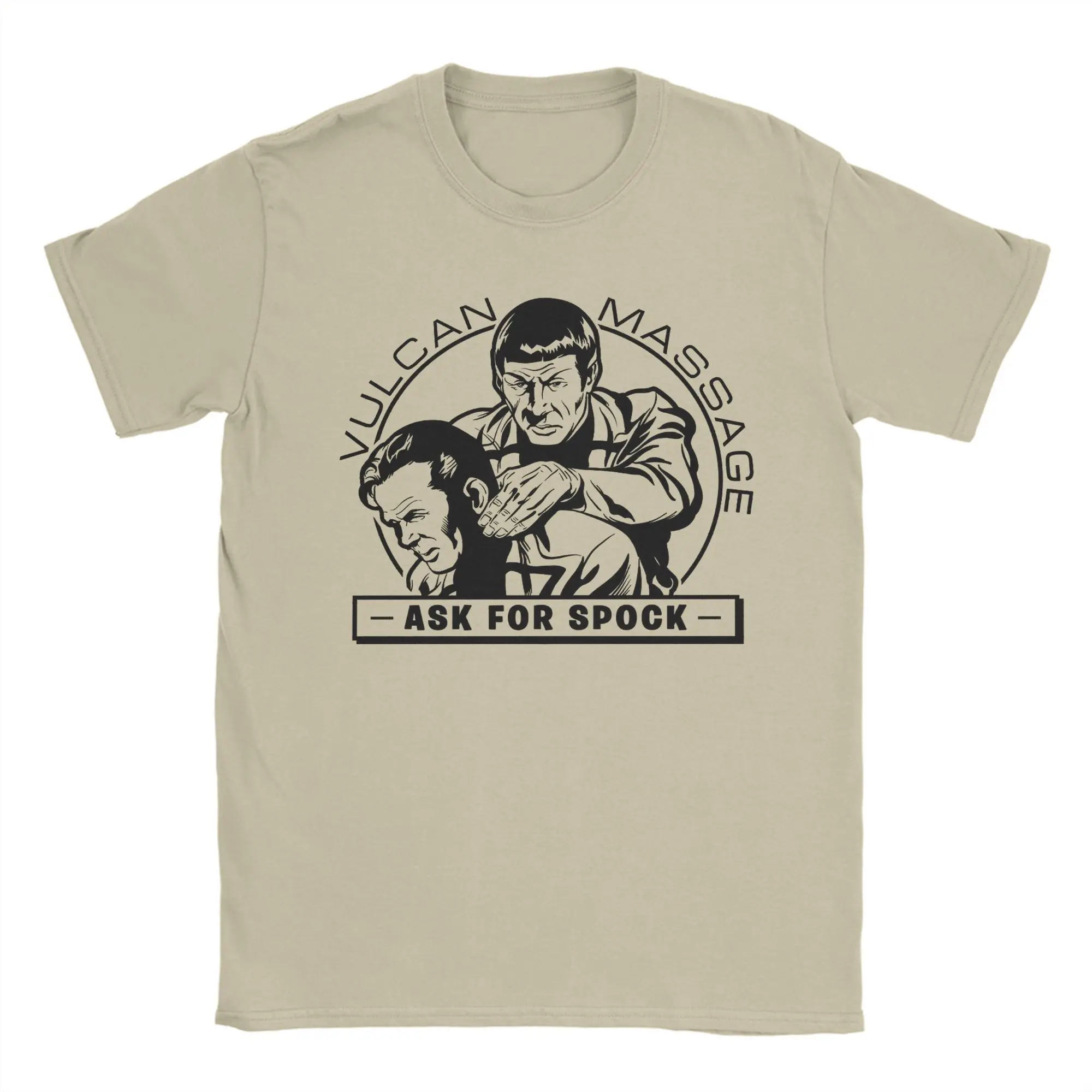 Stars Treks The Original Series Kirk & Spock Vulcan Massage T Shirt for Men Pure Cotton T-Shirt O Neck Tee Shirt Clothes Party
