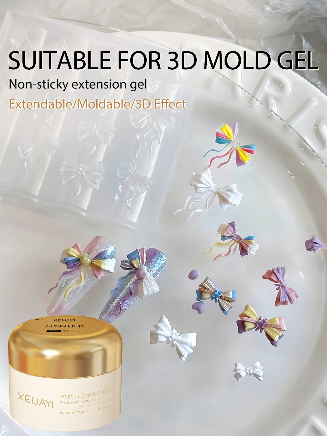 XEIJAYI 1 Stück 15g Transparentes Festes Verlängerungsgel, geeignet für Nägel, Nagelverlängerungen, harte Nägel, Nagelkunst-Funktionsgel für Frauen – Detail 7