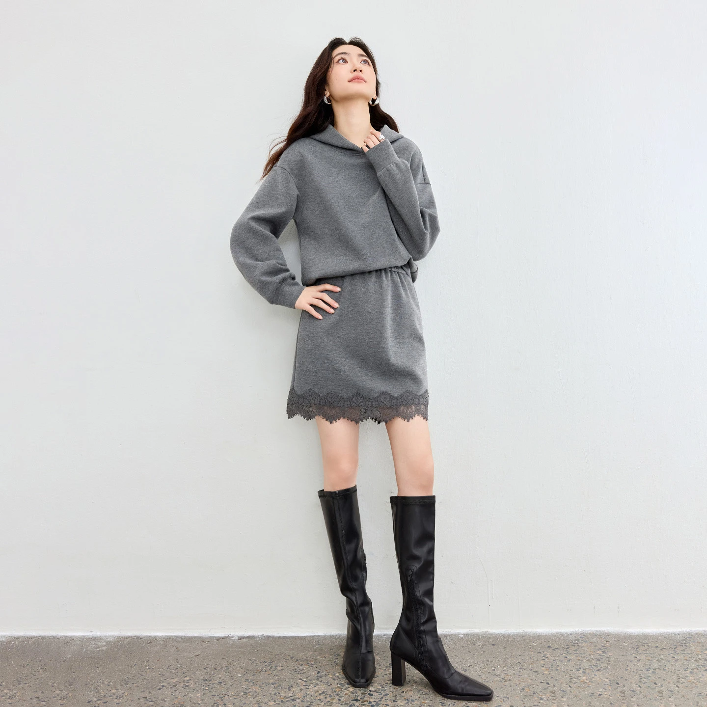 SENTUBILA Women's 2 Piece Hoodies Sets Letter-Embroidered Sweatshirt A-Line Short Skirt 2026 Autumn Casual Clothing 161ZH6523X
