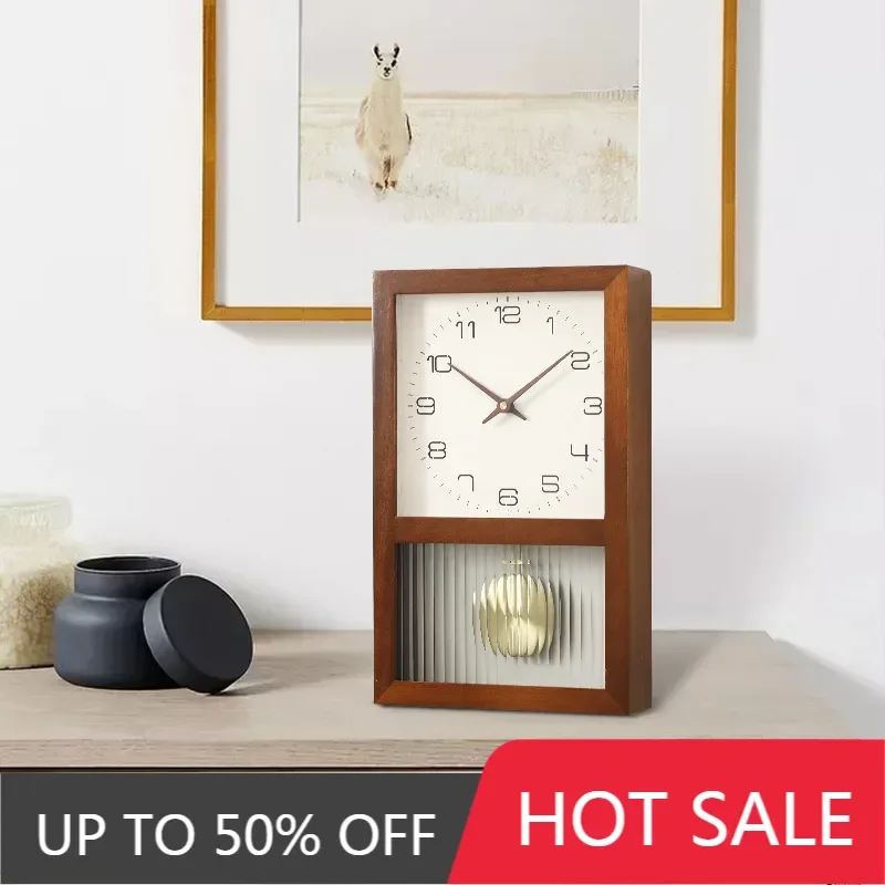 Japanese Simple Solid Wood Wall Clock Living Room Japanese Clock Versatile Retro Desktop Decoration Small Clock