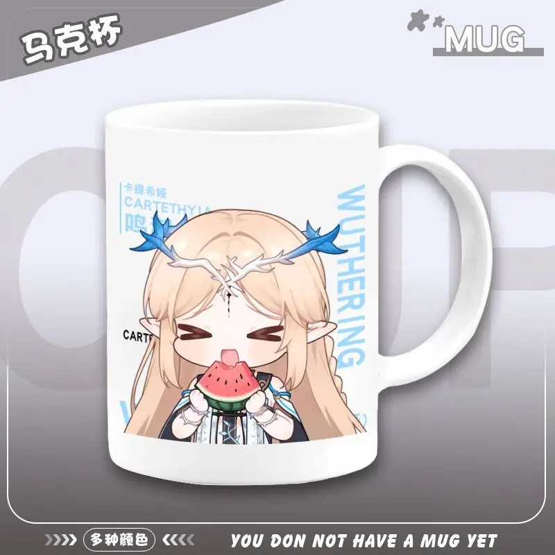 

2025 аниме игра Wuthering Waves Cos Cartethyia унисекс 8,1x9,5 см контрастного цвета Q-версия кружка с мультяшным принтом чашка для воды подарок