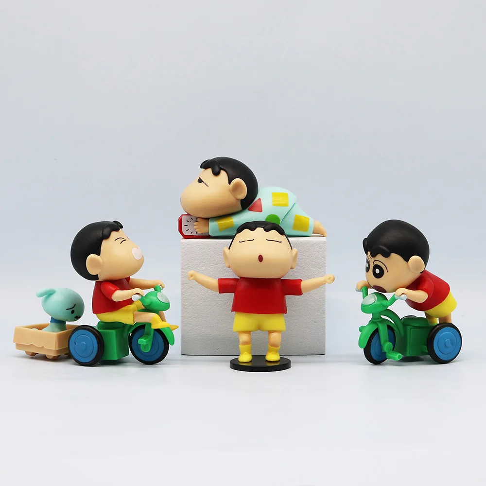 4Pcs/set Cartoon Crayon Shin-chan New Life Series Anime PVC Model Kawaii Toys Action Figure Decor Girls Boys Charm Birthday Gift