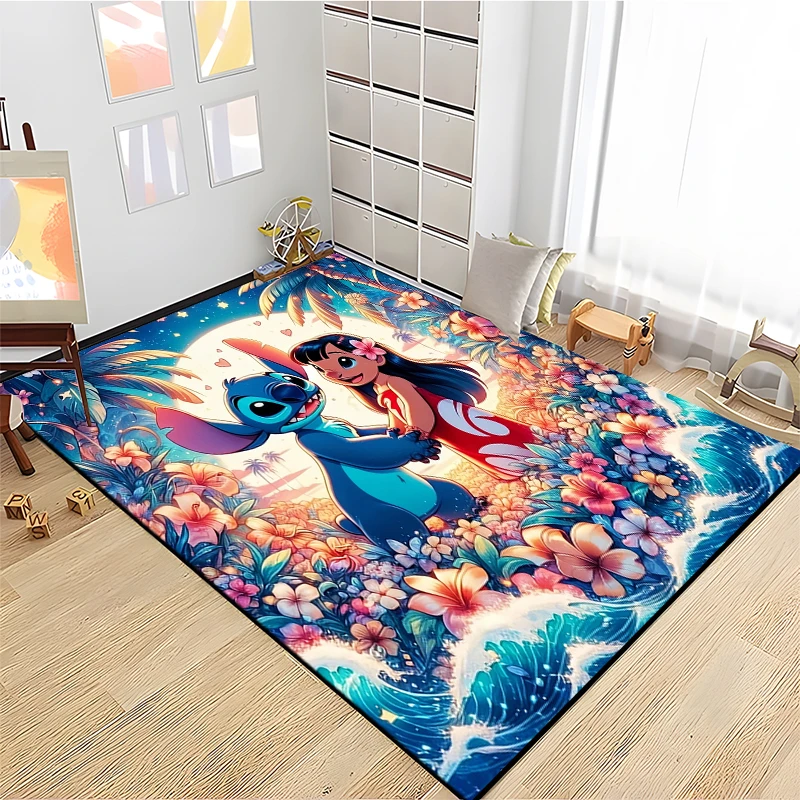 

Disney Lilo Stitch 3D Printed Area Rugs for Living Room, Rug for Bedroom, Carpet for Kids Room, Home Office Girls Home Decor Mat