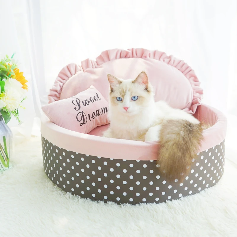 Cat Accessories Cats Home Bed Basket for Dog Priness Warm House for Cats Small Dogs  Sleeping with Pillow Dog Beds Pet Products