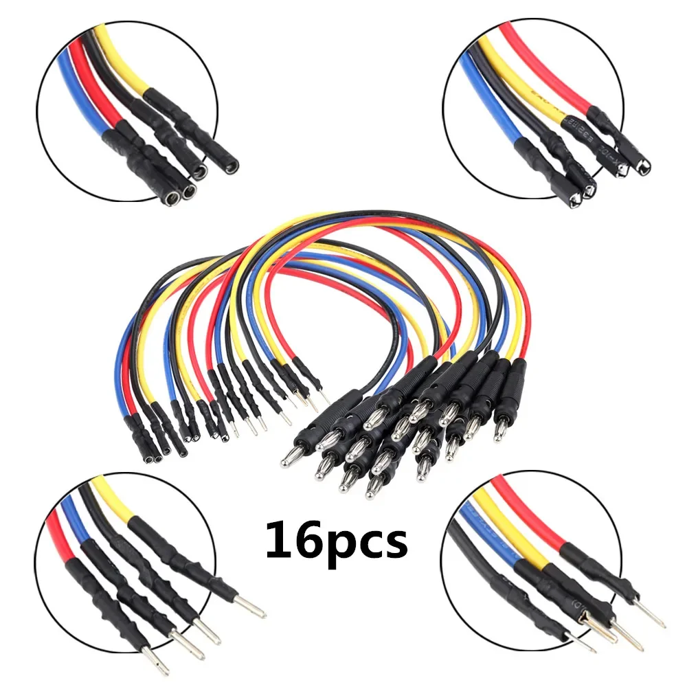 Banana Plug Jumper Wires Kit, 16pcs 4mm Stackable Breadboard Jumper Test Lead, Male to Female, Universal Breakout Test Leads