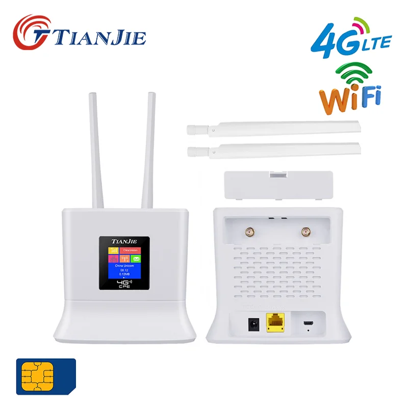 TIANJIE Wifi Router 3G 4G CPE Modem 4g Wifi Sim Card External Antenna RJ45 WAN LAN High Speed Wireless Routers Network Adaptor