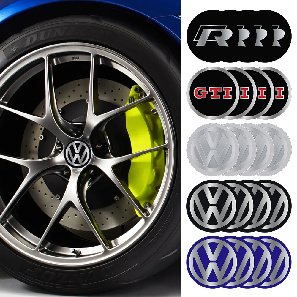 56/60/65mm Aluminum Emblem Car Wheel Center Hub Caps Sticker For Volkswagen VW R GTI Golf 5 7 6 Jetta Passat b6 Bora Tiguan Polo