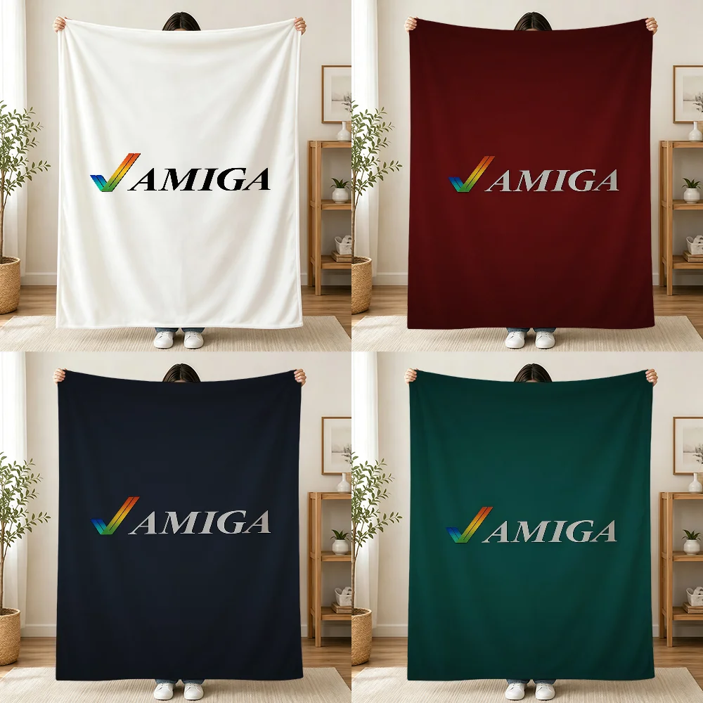 Luxury A-AmigaS Logo Blanket Printed Flannel Soft Warm Cozy Season Nap Bed Sofa Travel Camping Gift Adults Kids