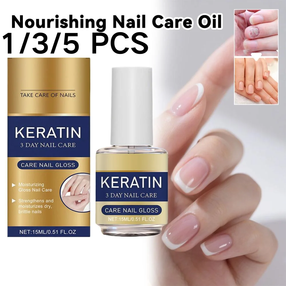 15ml Keratin 3-Day Nail Care Oil Strengthens Moisturizes Dry Brittle Nails Gentle Nourishing Gloss Treatment