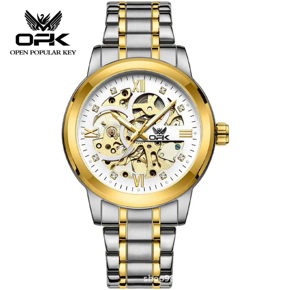 OPK brand hollow men's watch glow-in-the-dark waterproof automatic mechanical watch new domineering casual men's watch wholesale