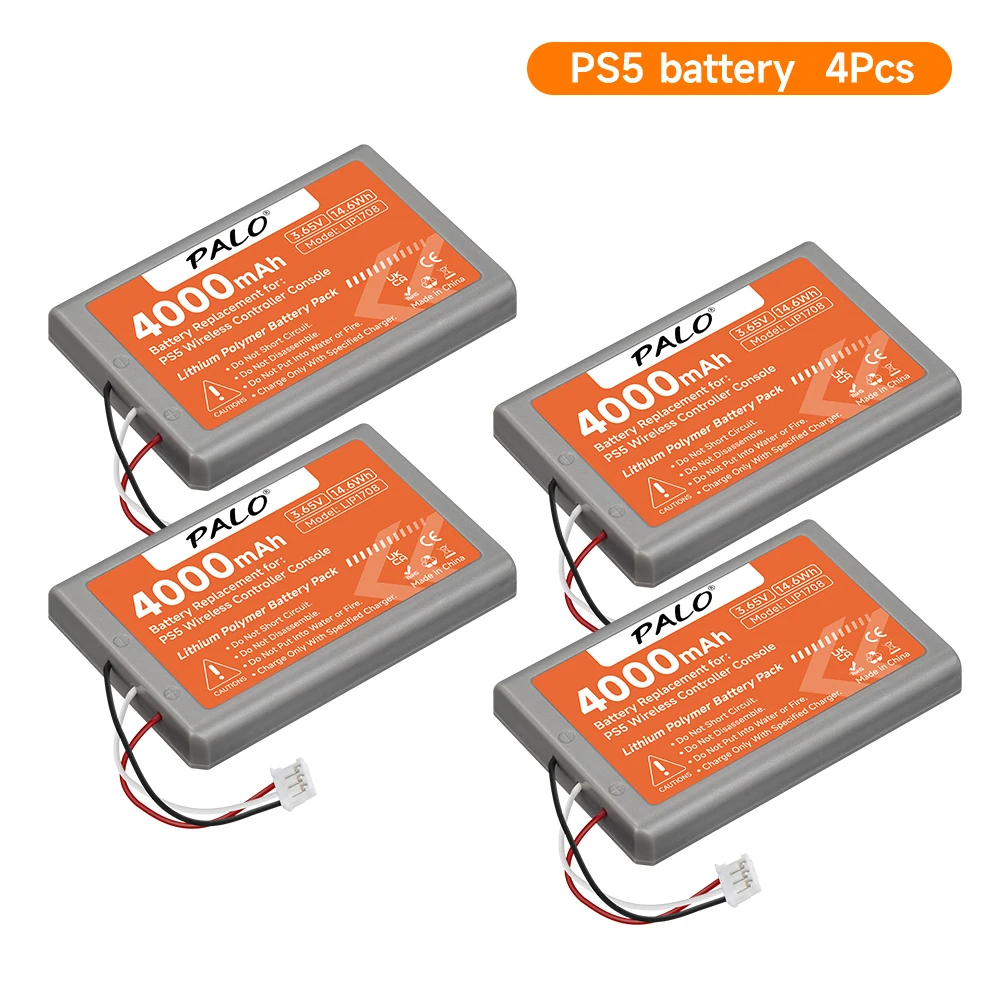 4 Stück LIP1078 PS5 Kabelloser Controller-Akku PS 5 Ersatzakku für Sony Playstation 5 Dualsense Gamepad-Controller CFI-ZCT1W CFI-ZCT1J