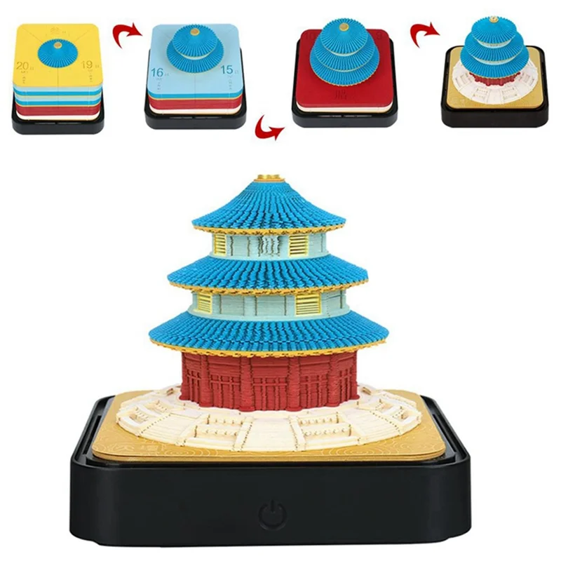 AED7-2024 Calendario Memo Pad Carta 3D Arte Terra Decorazione Calendario da tavolo Note fai da te Blocco note Scultura Regalo